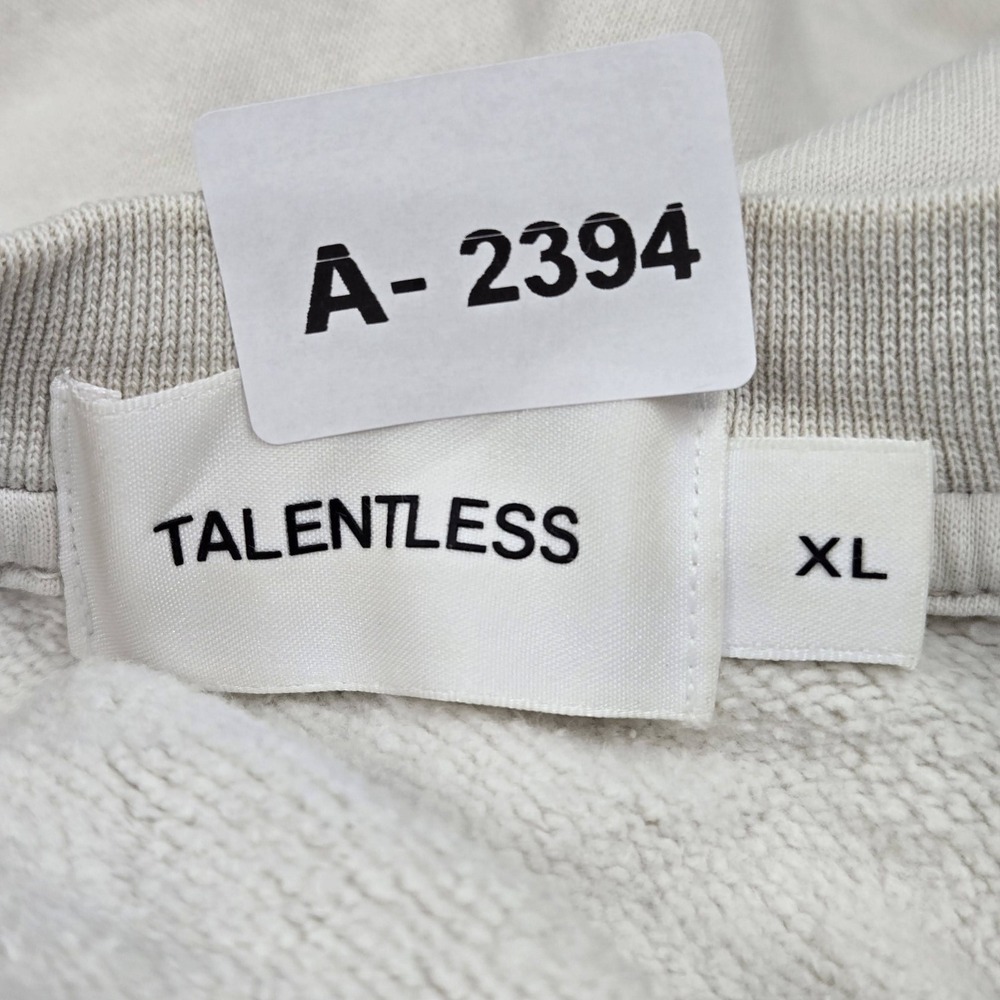TALENTLESS Men Sweatshirt XL Beige Embroidered Activewear Logo All Seasons